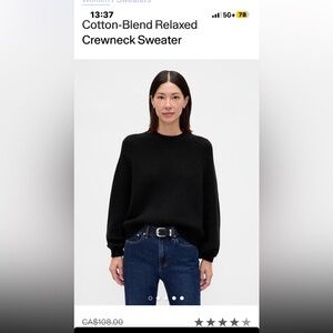 Final Price- No Offers! Gap CashSoft Oversized Mockneck Black Sweater